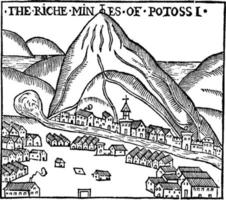ilustração vintage pequena cidade de montanha. vetor