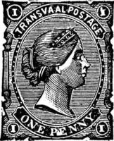 selo de um centavo da república sul-africana, 1878-1881, ilustração vintage vetor
