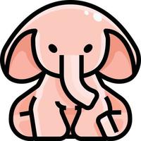 elefante rosa, ilustração, vetor em fundo branco.