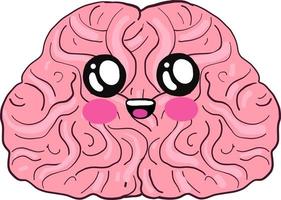 cérebro rosa com um rosto, ilustração, vetor em fundo branco.