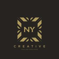 vetor de modelo de logotipo de monograma de ornamento de luxo de carta inicial ny