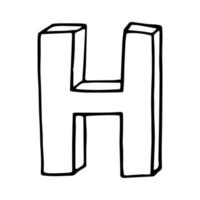 letra h desenhada à mão em estilo doodle. esboço, vetor, fonte, caligrafia vetor