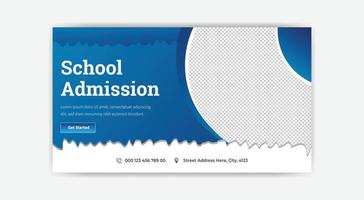 design de banner em miniatura de admissão escolar vetor