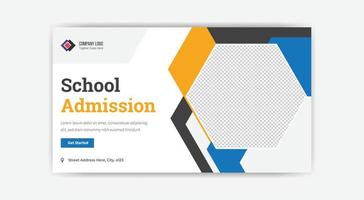 design de banner em miniatura de admissão escolar vetor