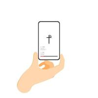 ver a transmissão da igreja usando seu telefone. conceito de igreja online vetor