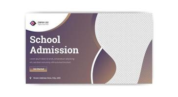 design de banner em miniatura de admissão escolar vetor