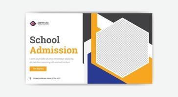 design de banner em miniatura de admissão escolar vetor