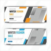 design de modelo de banner de venda de moda de inverno vetor