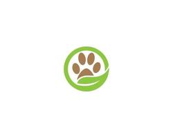 design de logotipo de pata de círculo criativo animal de estimação e vetor de símbolo de combinação de eco.