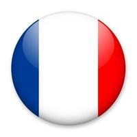 bandeira da frança na forma de um botão redondo com um brilho leve e uma sombra. o símbolo do dia da independência, uma lembrança, um botão para alternar o idioma no site, um ícone. vetor