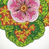 ilustração vetorial cartão beleza e moda. fundo com flores e folhas. zentangl, rabiscar. livros de colorir para adultos. vetor