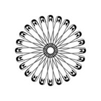 forma de círculo artístico feito de composição de pino de segurança para decoração, ornamentado, logotipo, site, ilustração de arte ou elemento de design gráfico. ilustração vetorial vetor