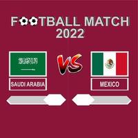 arábia saudita vs méxico competição de futebol 2022 modelo vetor de fundo para cronograma, jogo de resultados