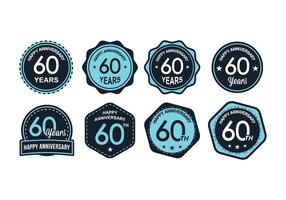 Blue 60th Anniversary Badge Vectors