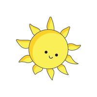 logotipo de vetor do ícone do sol. silhueta de um estilo kawaii. ícone de sol em um fundo branco e isolado