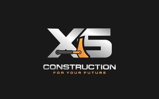 escavadeira de logotipo xs para empresa de construção. ilustração vetorial de modelo de equipamento pesado para sua marca. vetor