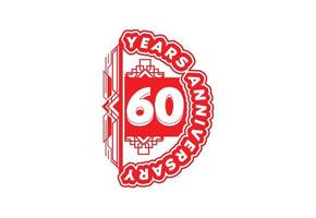 modelo de design de logotipo e adesivo de aniversário de 60 anos vetor