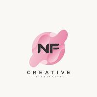 vetor de elementos de modelo de design de ícone de logotipo colorido de letra inicial nf