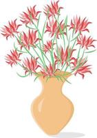 vaso com flores, ilustração, vetor em fundo branco.