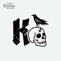 alfabeto k logotipo do crânio vetor