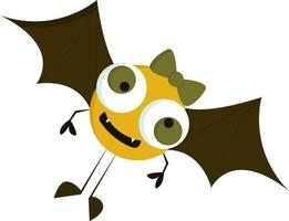 monstro de morcego amarelo, ilustração vetorial ou colorida. vetor