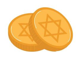 moedas de ouro de hanukkah vetor