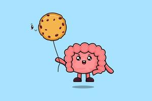 flutuador de intestino bonito dos desenhos animados com balão de biscoitos vetor