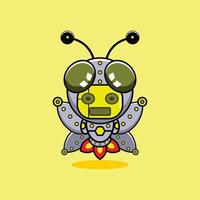 ilustração vetorial de fantasia de mascote de personagem de desenho animado animal foguete abelha robô bonito vetor