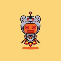 ilustração vetorial de fantasia de mascote de personagem de desenho animado animal foguete tigre bonito robô vetor