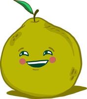 grande pomelo verde sorrindo, ilustração, vetor em fundo branco