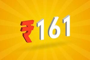 161 rupia símbolo 3d imagem de vetor de texto em negrito. 3d 161 rupia indiana ilustração vetorial de sinal de moeda
