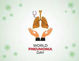 dia mundial da pneumonia com coronavírus atacando pulmões. ilustração, pôster ou banner do dia mundial da pneumonia. vetor