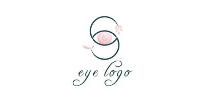 logotipo do olho com ilustração de design de conceito de folha vetor
