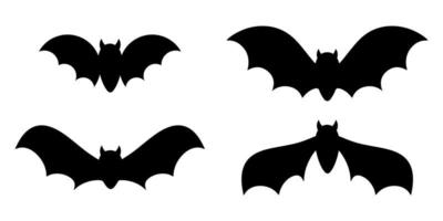 conjunto de vetores de morcegos. ilustração de silhueta preta isolada no fundo branco. para design de halloween, cartão de felicitações