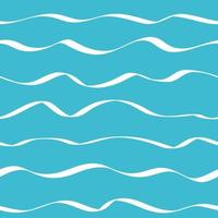 ondas do mar abstratas desenhadas à mão, padrão vetorial sem costura, fundo azul e ondas brancas vetor