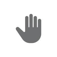 eps10 cinza vetor palma mão ícone de arte sólida abstrato isolado no fundo branco. pare ou nenhum símbolo preenchido à mão em um estilo moderno simples e moderno para o design do seu site, logotipo e aplicativo móvel