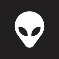 eps10 vector branco extraterrestre rosto alienígena ou ícone de arte sólida cabeça isolado em fundo preto. símbolo alienígena em um estilo moderno simples e moderno para o design do seu site, logotipo e aplicativo móvel