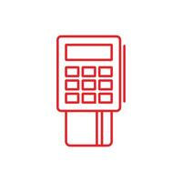 ícone de linha de pagamento terminal pos vector vermelho eps10 isolado no fundo branco. cartão de crédito e símbolo de contorno de cheque em um estilo moderno simples e moderno para o design do seu site, logotipo e aplicativo móvel