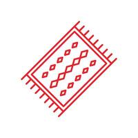 eps10 vermelho vetor peru tapete abstrato linha arte ícone isolado no fundo branco. símbolo de contorno do tapete de oração em um estilo moderno simples e moderno para o design do seu site, logotipo e aplicativo móvel