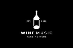 logotipo simples de música de vinho branco preto vetor