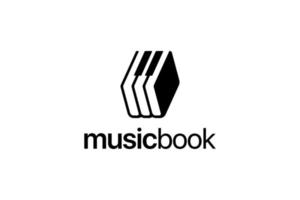 logotipo decorativo preto do livro de música vetor