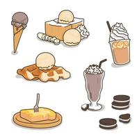 croffle de sobremesa no café kawaii doodle ilustração vetorial de desenho animado plano vetor