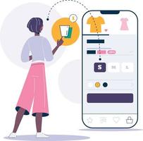 compras no mercado on-line pelo smartphone vetor