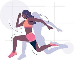 corredor esportista feminino, correndo maratona vetor