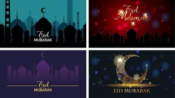 festival de quatro designs de fundo eid mubarak vetor