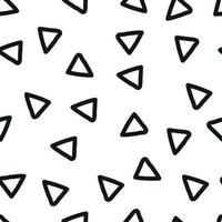 doodle triângulos pretos sem costura padrão sobre fundo branco, mão abstrata caótica desenhada, papel de embrulho minimalista vetor