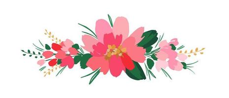 vector design floral isolado com flores fofas. modelo para cartão, pôster, panfleto, camiseta, decoração e outros usos.