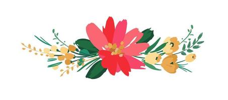 vector design floral isolado com flores fofas. modelo para cartão, pôster, panfleto, camiseta, decoração e outros usos.