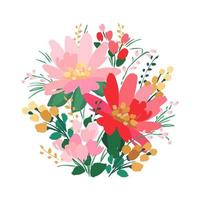 vector design floral isolado com flores fofas. modelo para cartão, pôster, panfleto, camiseta, decoração e outros usos.