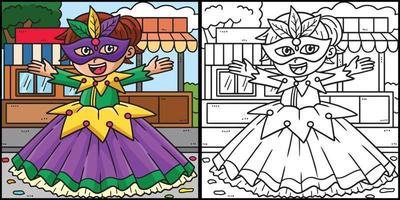 ilustração de página para colorir de menina do bobo da corte do carnaval vetor